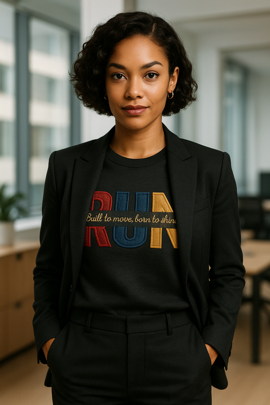 ShaRUN™ Signature Slogan-RUN “Built to Move, Born to Shine” (T-Shirt or Crewneck