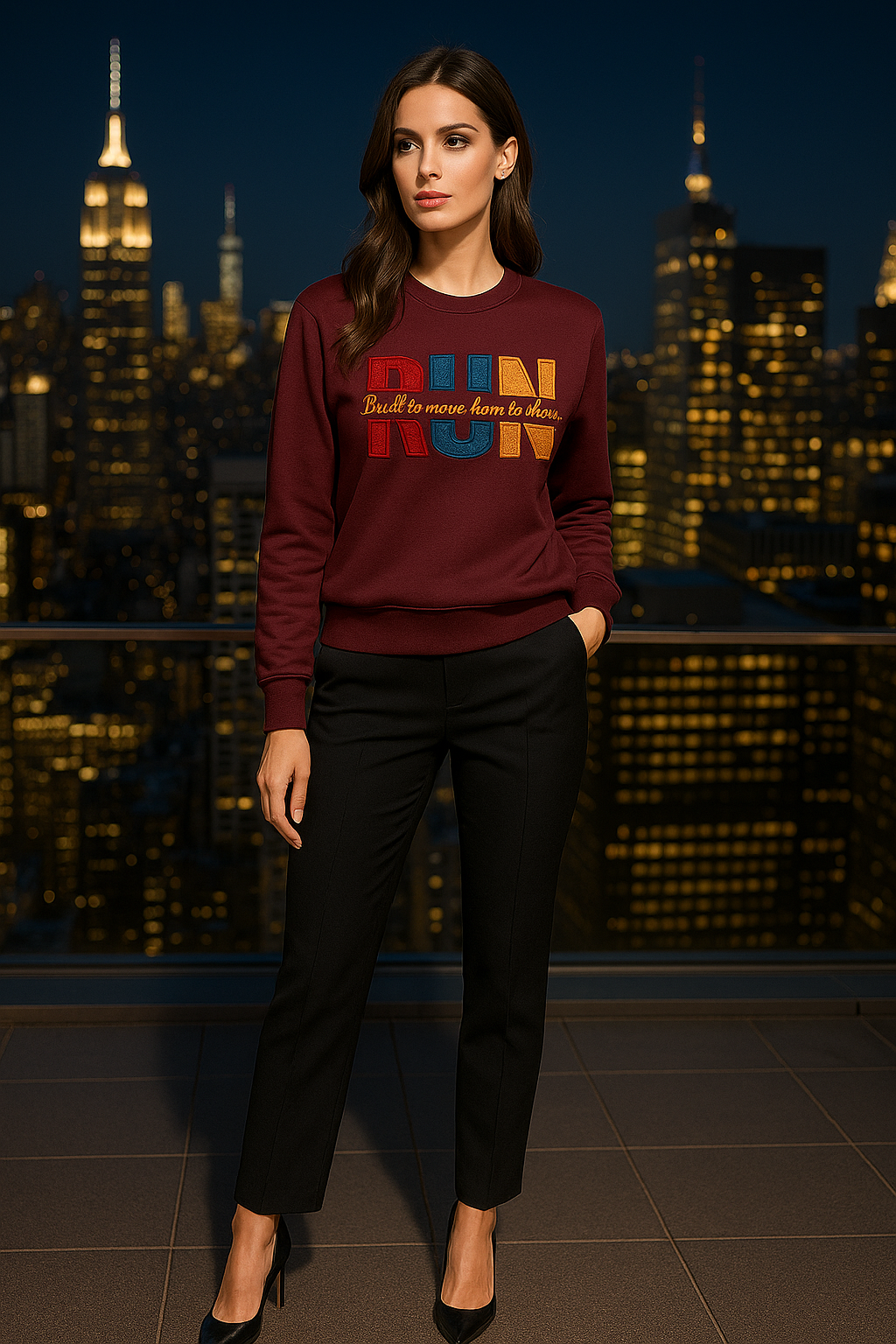 ShaRUN™ Signature Slogan-RUN “Built to Move, Born to Shine” (T-Shirt or Crewneck