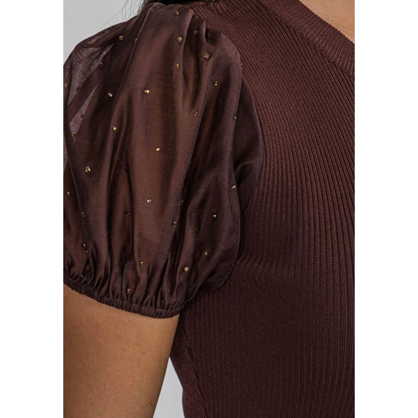 RUN Puff Play Mini Dress (Brown)