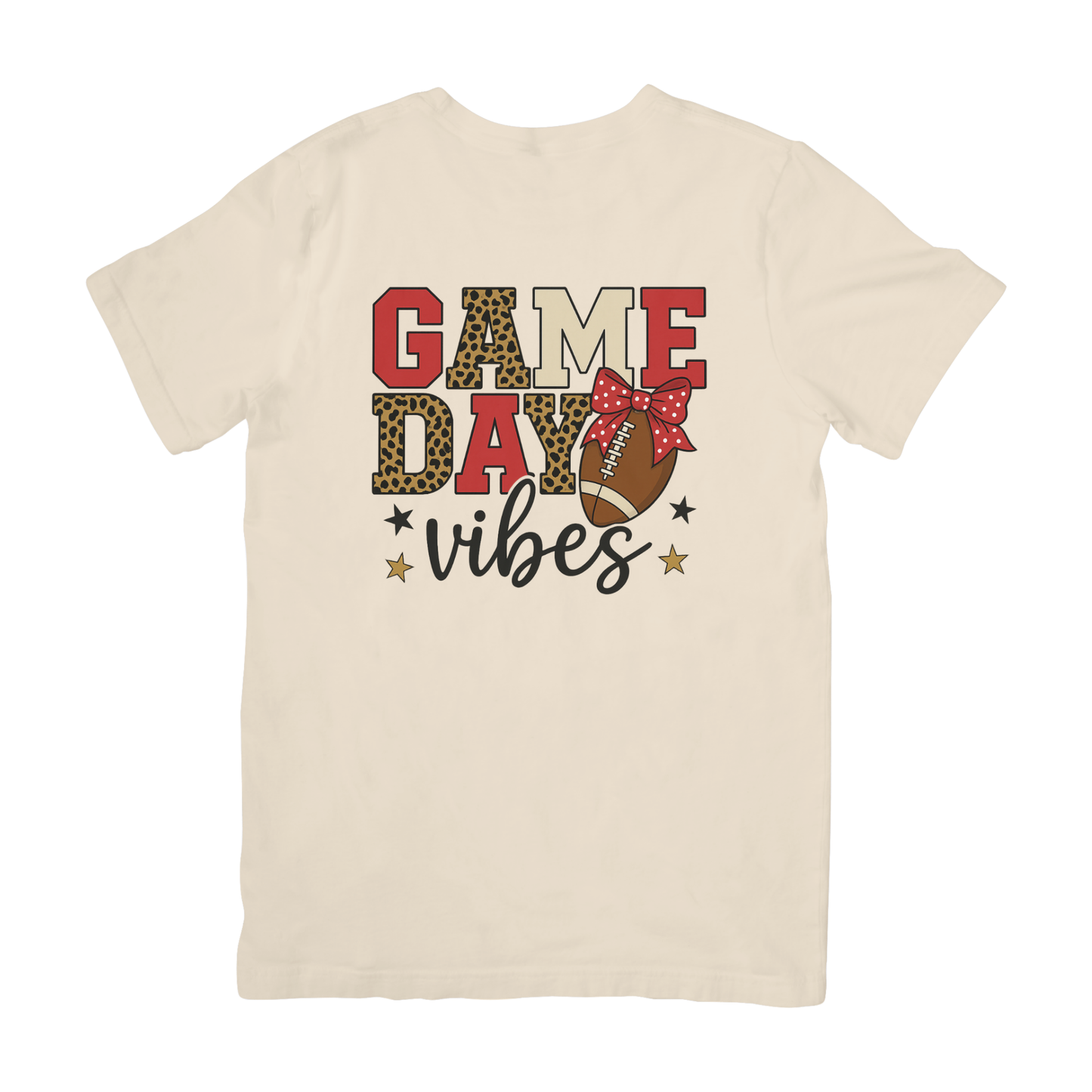 ShaRUN™ Exclusive-Game Day Vibes Leopard Print Football Bow T-Shirt