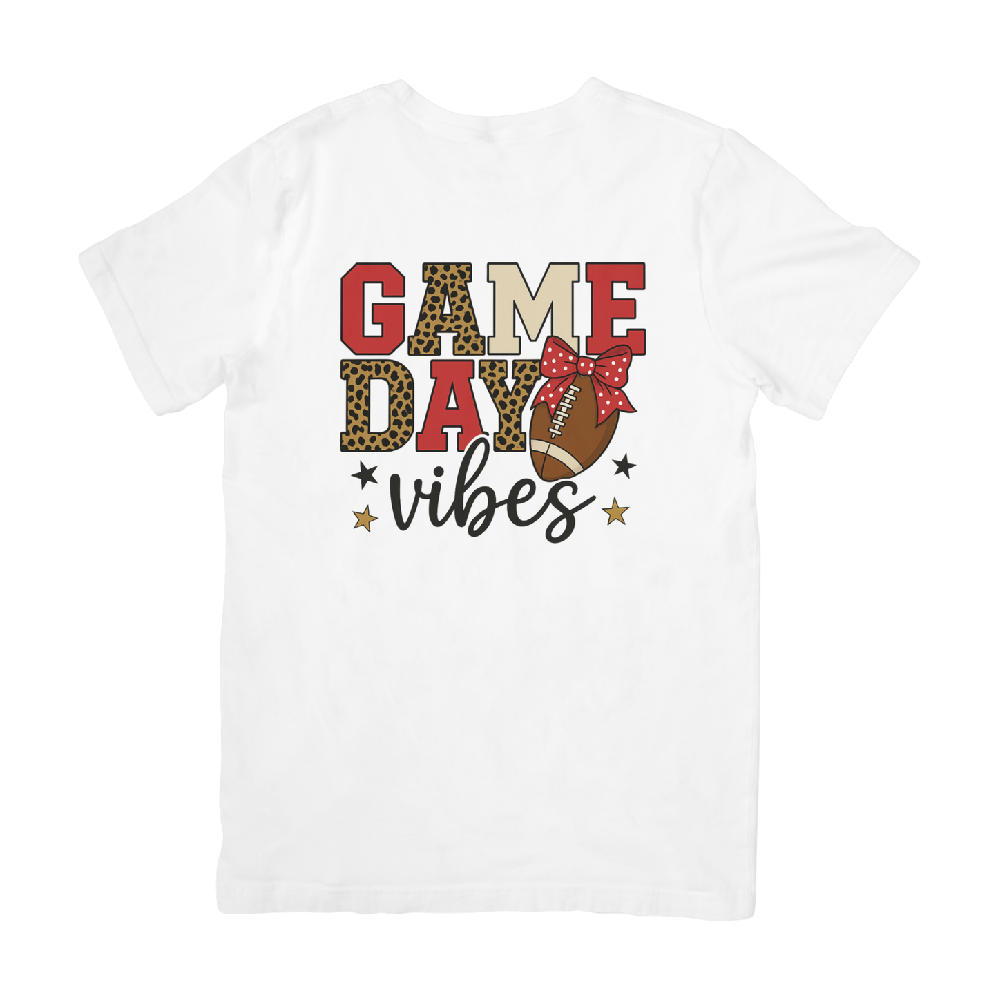 ShaRUN™ Exclusive-Game Day Vibes Leopard Print Football Bow T-Shirt